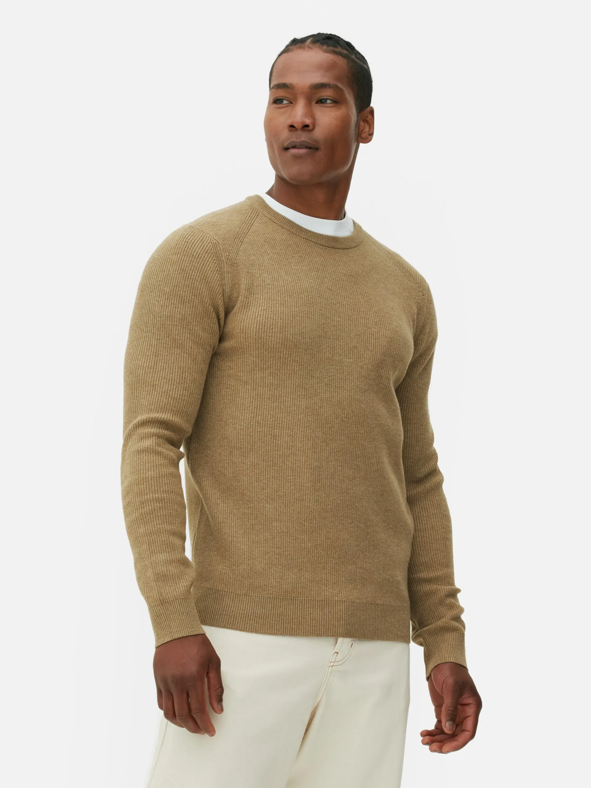 Pullover Und Cardigans|Primark Gerippter Pullover Mit Rundhalsausschnitt Taupefarben