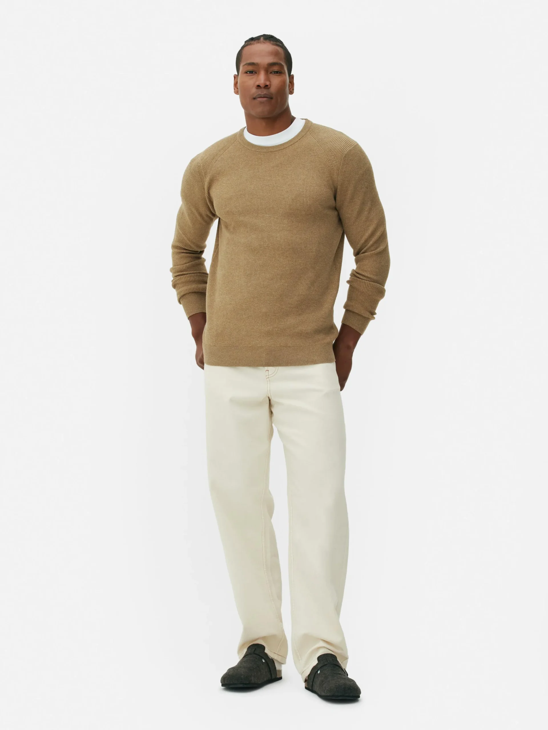 Pullover Und Cardigans|Primark Gerippter Pullover Mit Rundhalsausschnitt Taupefarben