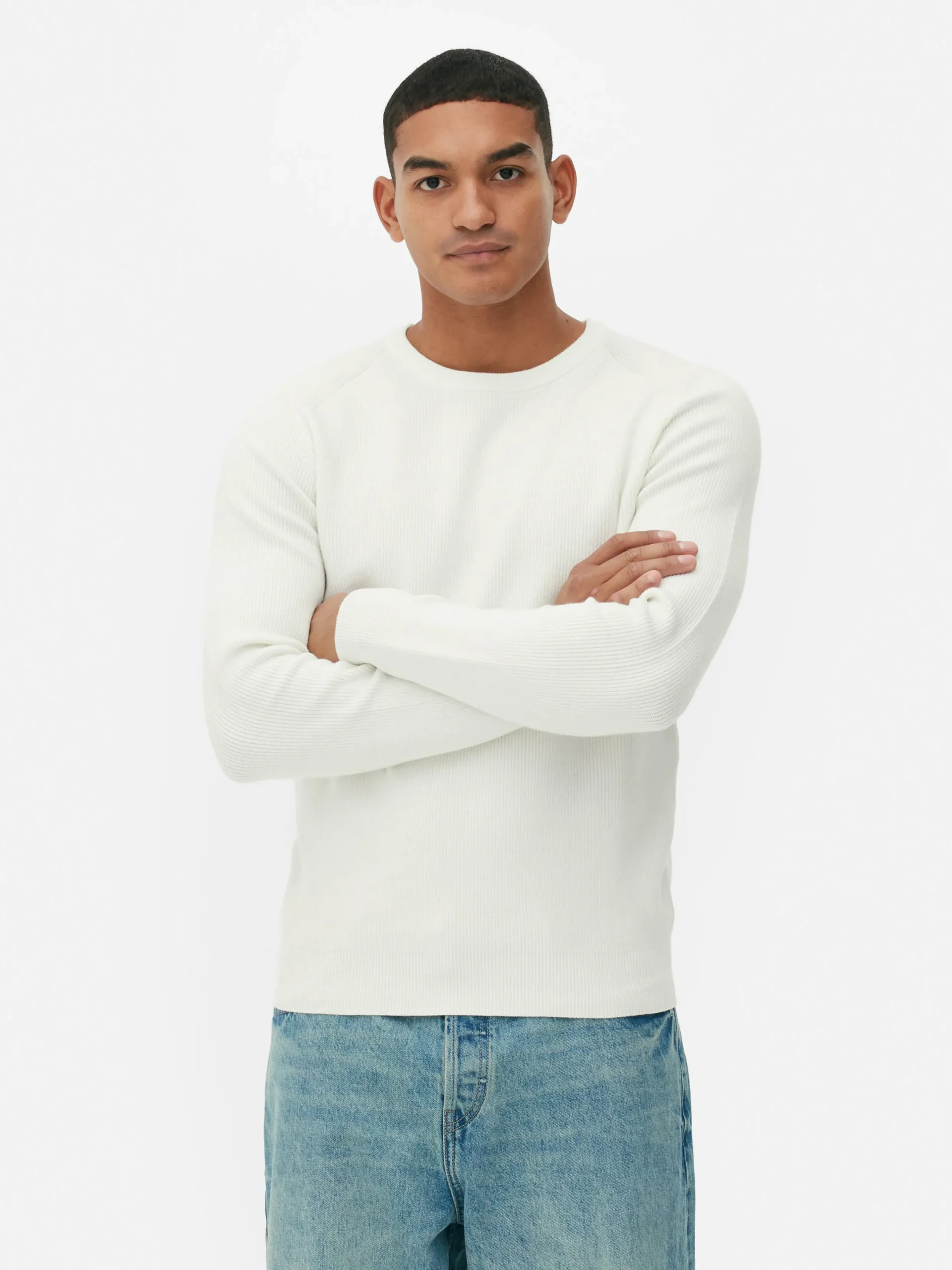 Pullover Und Cardigans|Primark Gerippter Pullover Mit Rundhalsausschnitt Ecrufarben