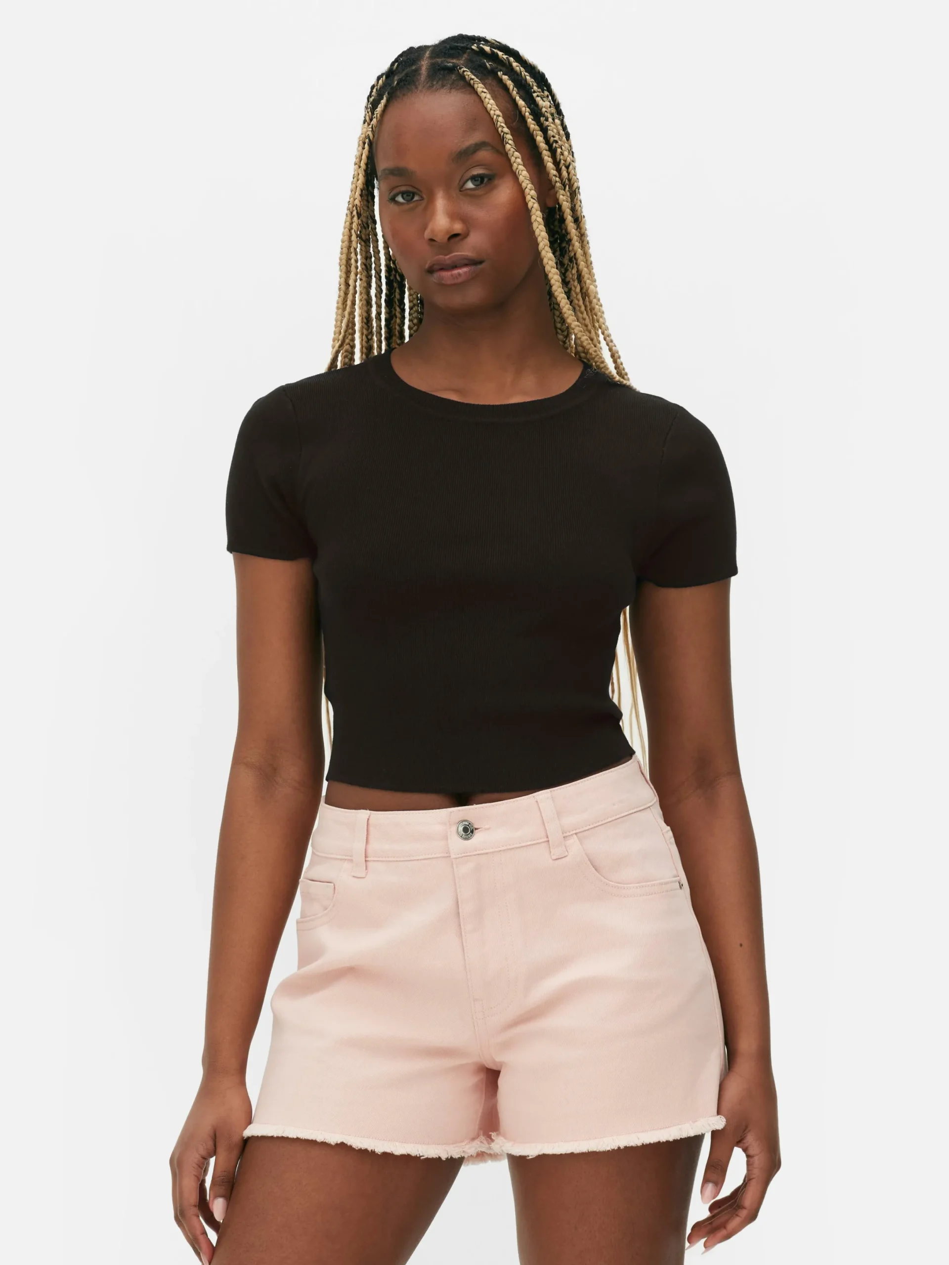 Tops Und T-Shirts|Primark Geripptes, Bauchfreies Top Schwarz