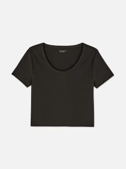 Tops Und T-Shirts|Primark Geripptes, Bauchfreies Top Schwarz