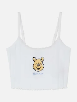 Schlafanzugoberteile|Primark Geripptes „Disney Winnie Puuh“ Schlafanzug-Trägertop Weiß