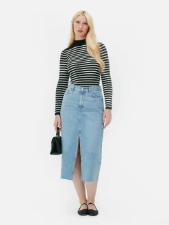 Pullover Und Cardigans|Primark Geripptes, Hochgeschlossenes Top Schwarz/Weiß