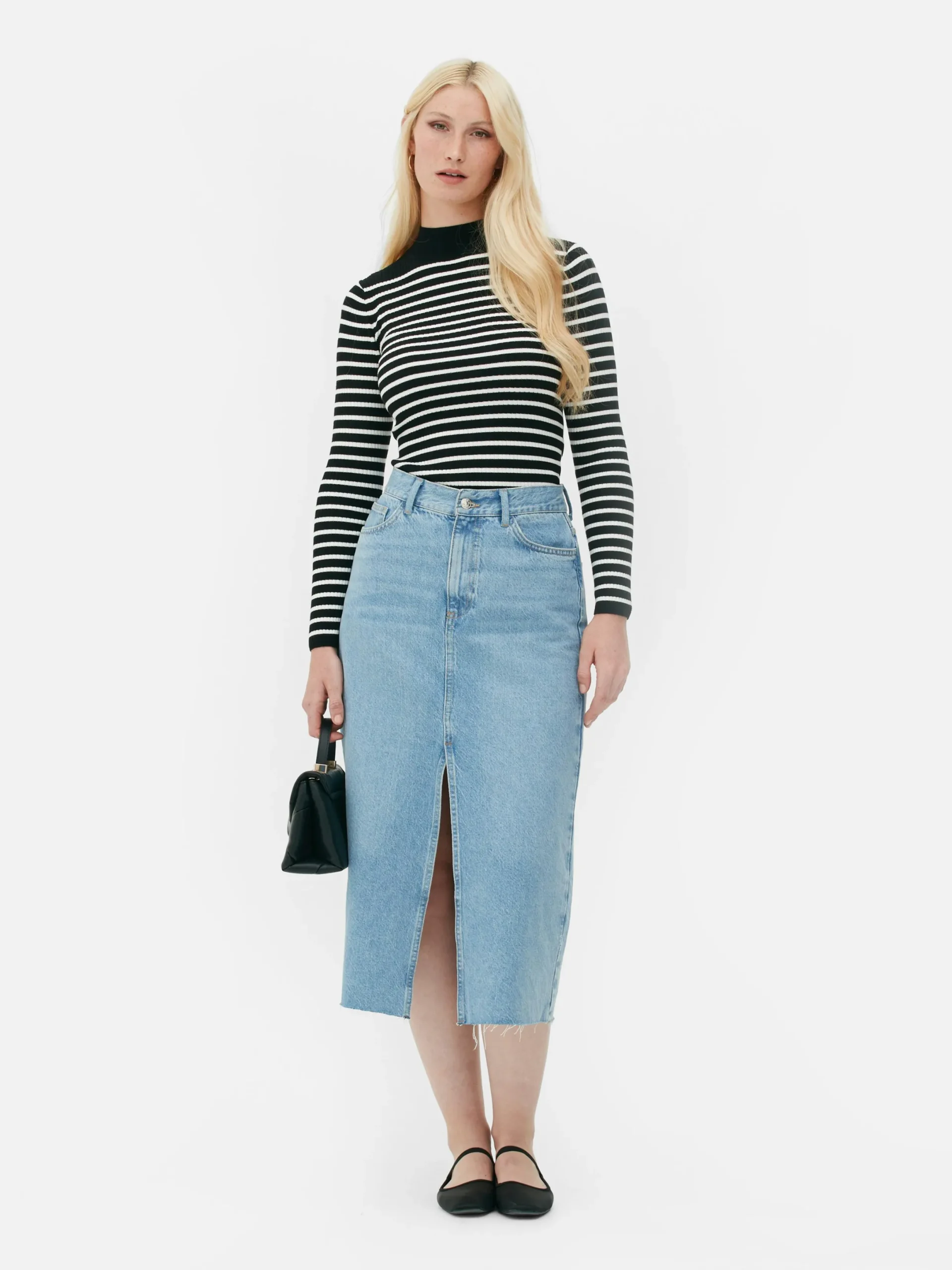 Pullover Und Cardigans|Primark Geripptes, Hochgeschlossenes Top Schwarz/Weiß