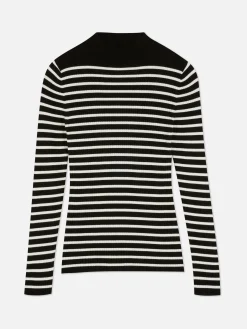 Pullover Und Cardigans|Primark Geripptes, Hochgeschlossenes Top Schwarz/Weiß