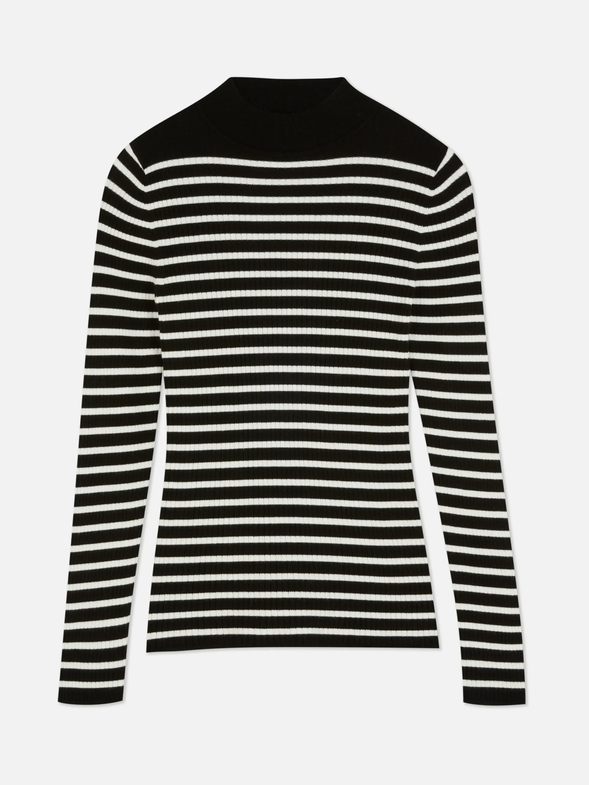 Pullover Und Cardigans|Primark Geripptes, Hochgeschlossenes Top Schwarz/Weiß