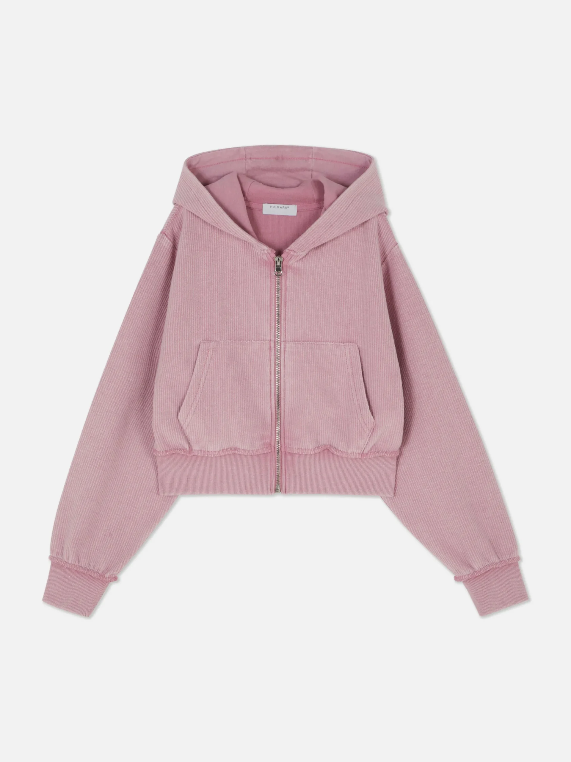 Hoodies Und Sweatshirts|Primark Geripptes Hoodie Mit Reißverschluss Rosa