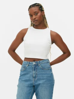Tops Und T-Shirts|Primark Geripptes, Kurzes Trägertop Mit Racerback Weiß