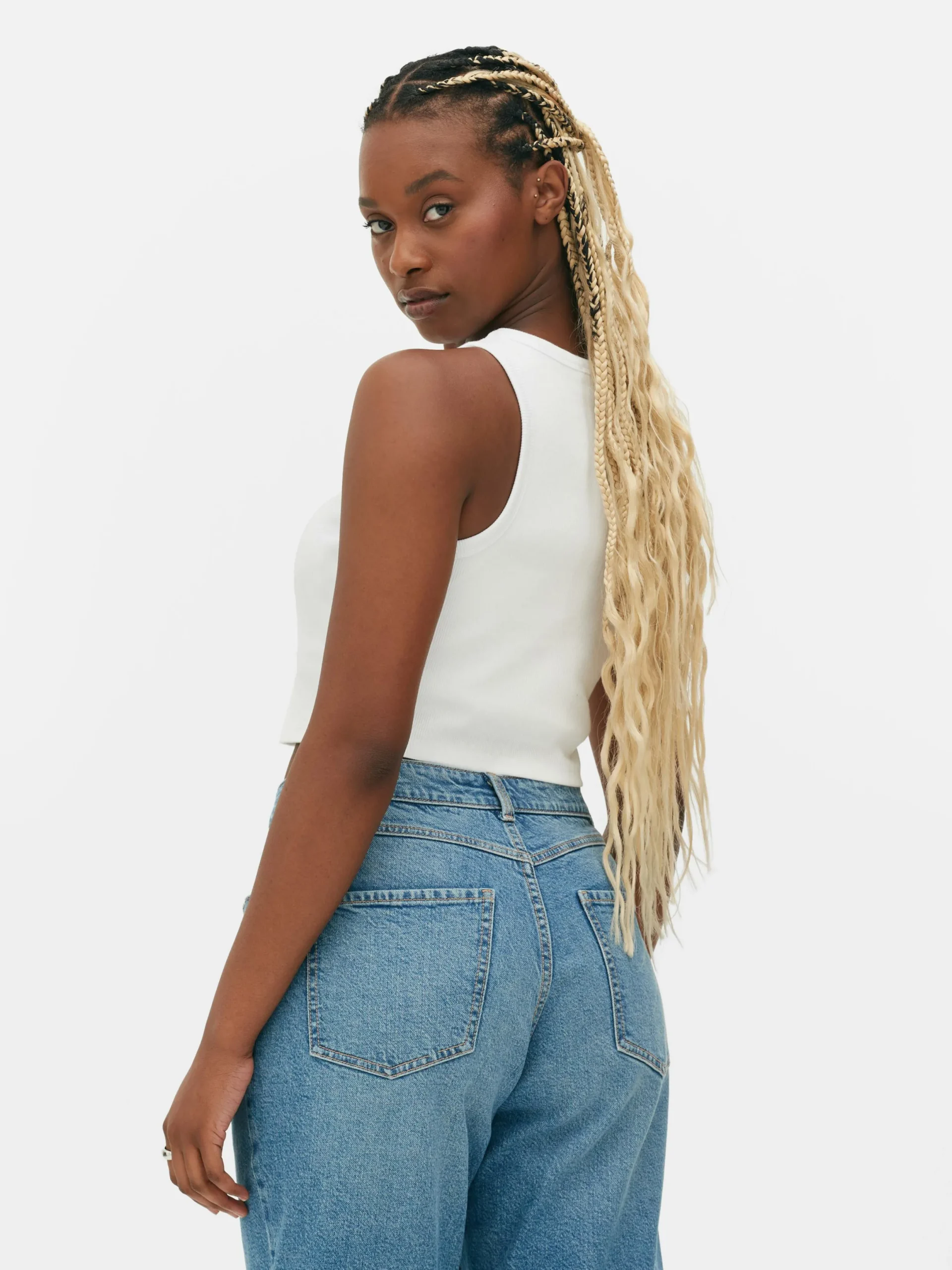 Tops Und T-Shirts|Primark Geripptes, Kurzes Trägertop Mit Racerback Weiß