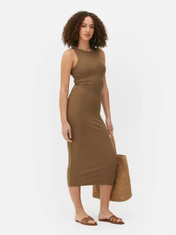 Kleider|Primark Geripptes Midikleid Mit Racerback Beige