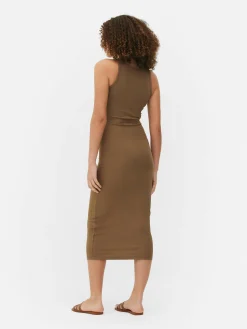 Kleider|Primark Geripptes Midikleid Mit Racerback Beige
