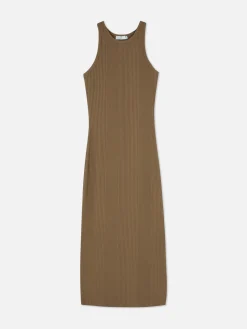 Kleider|Primark Geripptes Midikleid Mit Racerback Beige