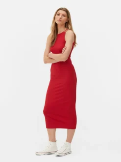 Kleider|Primark Geripptes Midikleid Mit Racerback Rot