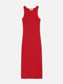 Kleider|Primark Geripptes Midikleid Mit Racerback Rot
