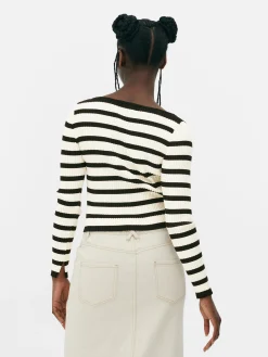 Pullover Und Cardigans|Primark Geripptes Top Mit U-Boot-Ausschnitt Schwarz/Weiß