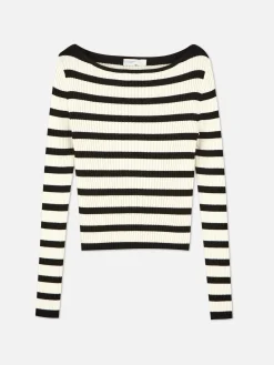 Pullover Und Cardigans|Primark Geripptes Top Mit U-Boot-Ausschnitt Schwarz/Weiß