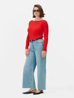 Pullover Und Cardigans|Primark Geripptes Top Mit U-Boot-Ausschnitt Rot