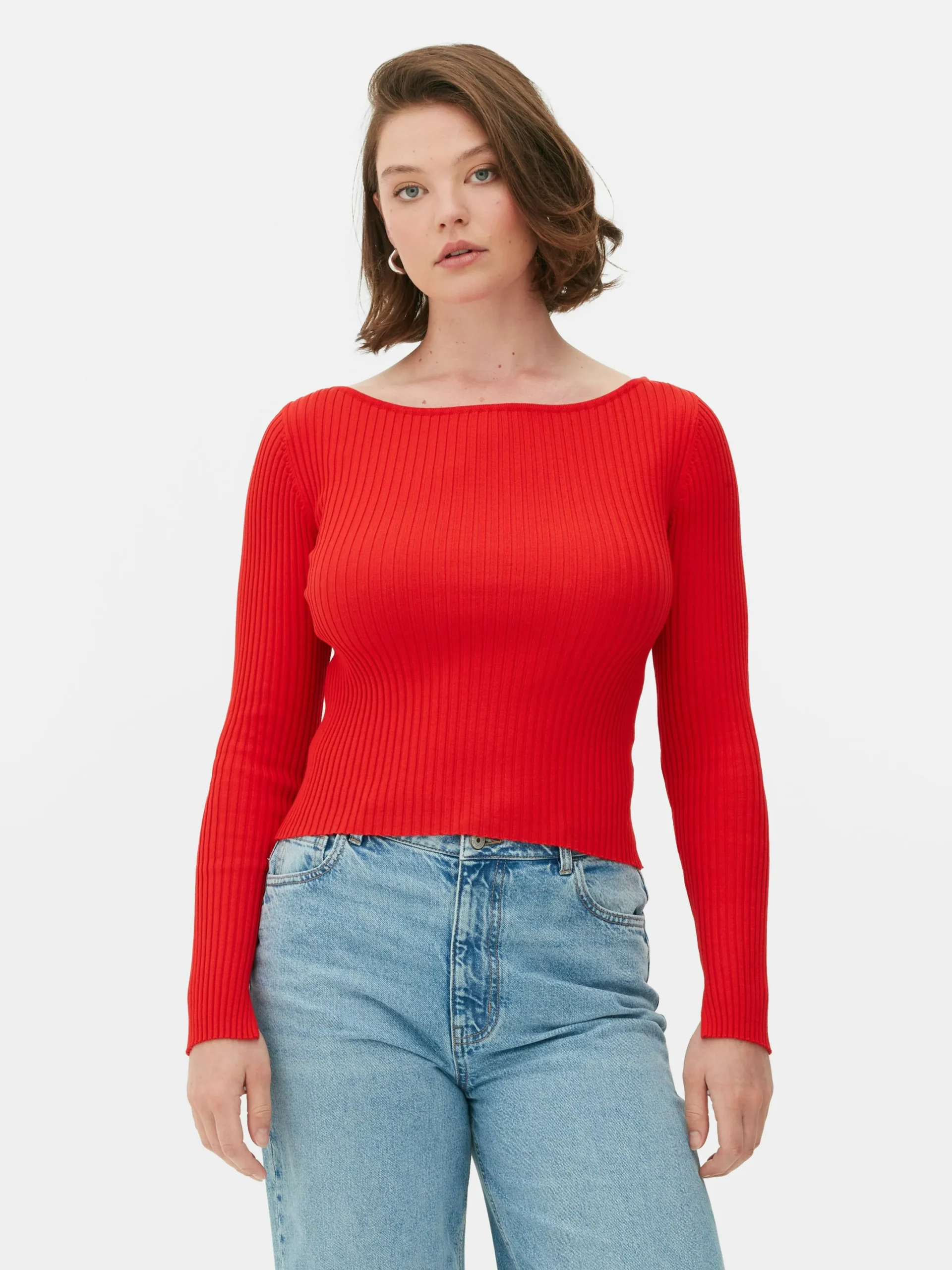 Pullover Und Cardigans|Primark Geripptes Top Mit U-Boot-Ausschnitt Rot