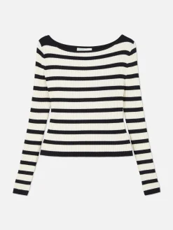 Pullover Und Cardigans|Primark Geripptes Top Mit U-Boot-Ausschnitt Marineblau