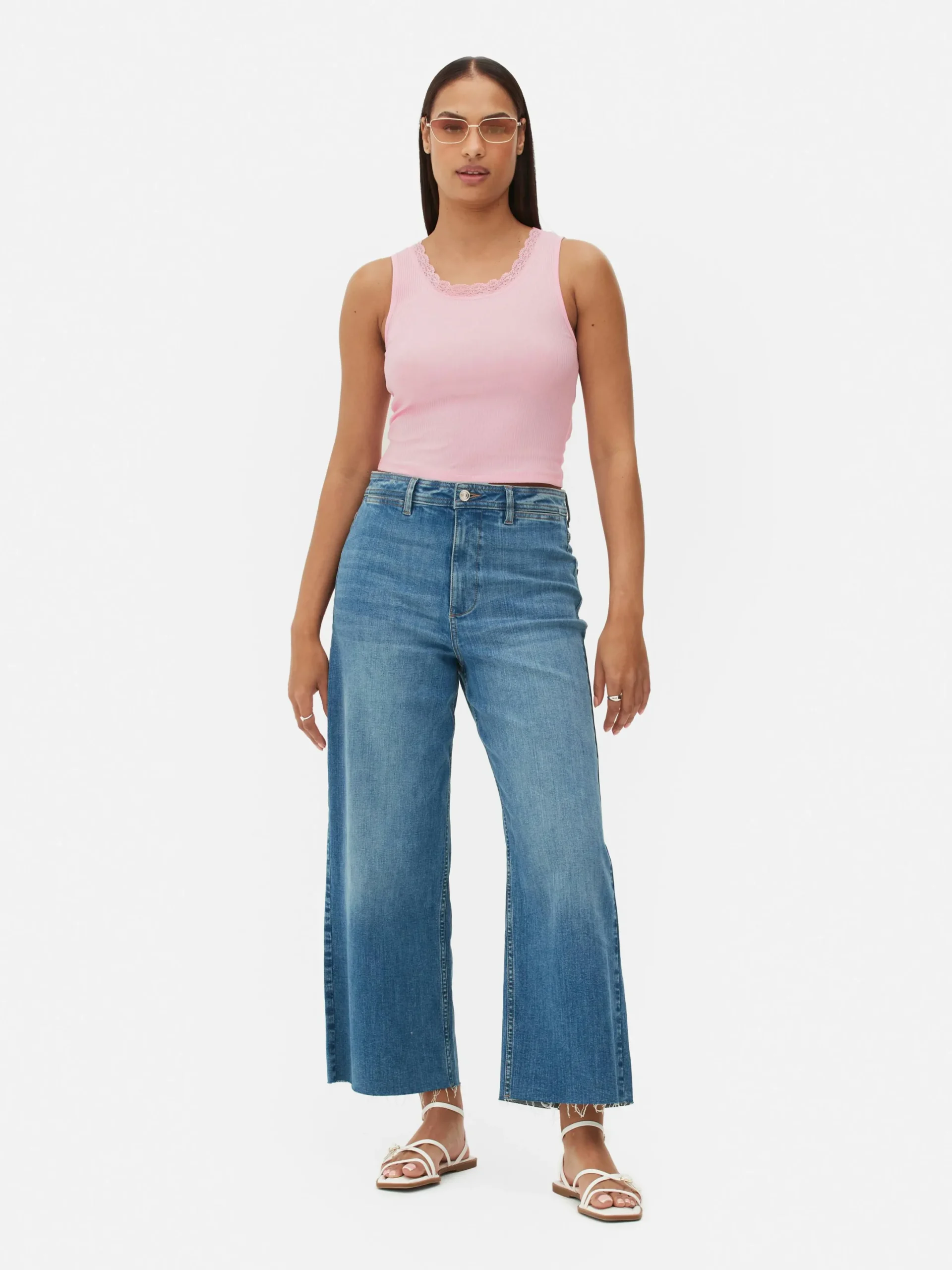 Tops Und T-Shirts|Primark Geripptes Trägertop Mit Spitzenbesatz Rosa