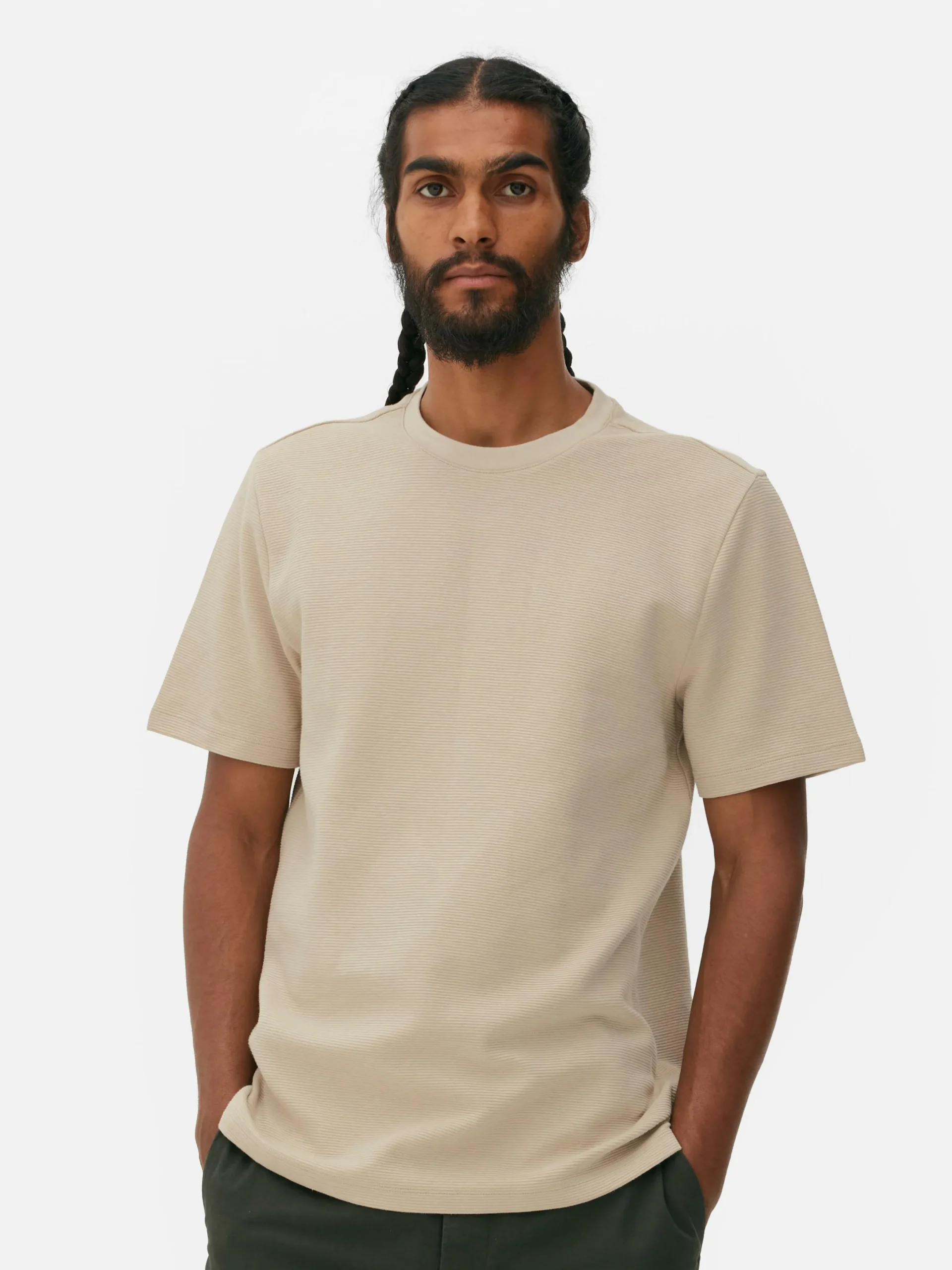 Tops Und T-Shirts|Primark Geripptes T-Shirt Aus Ottoman Steinfarben