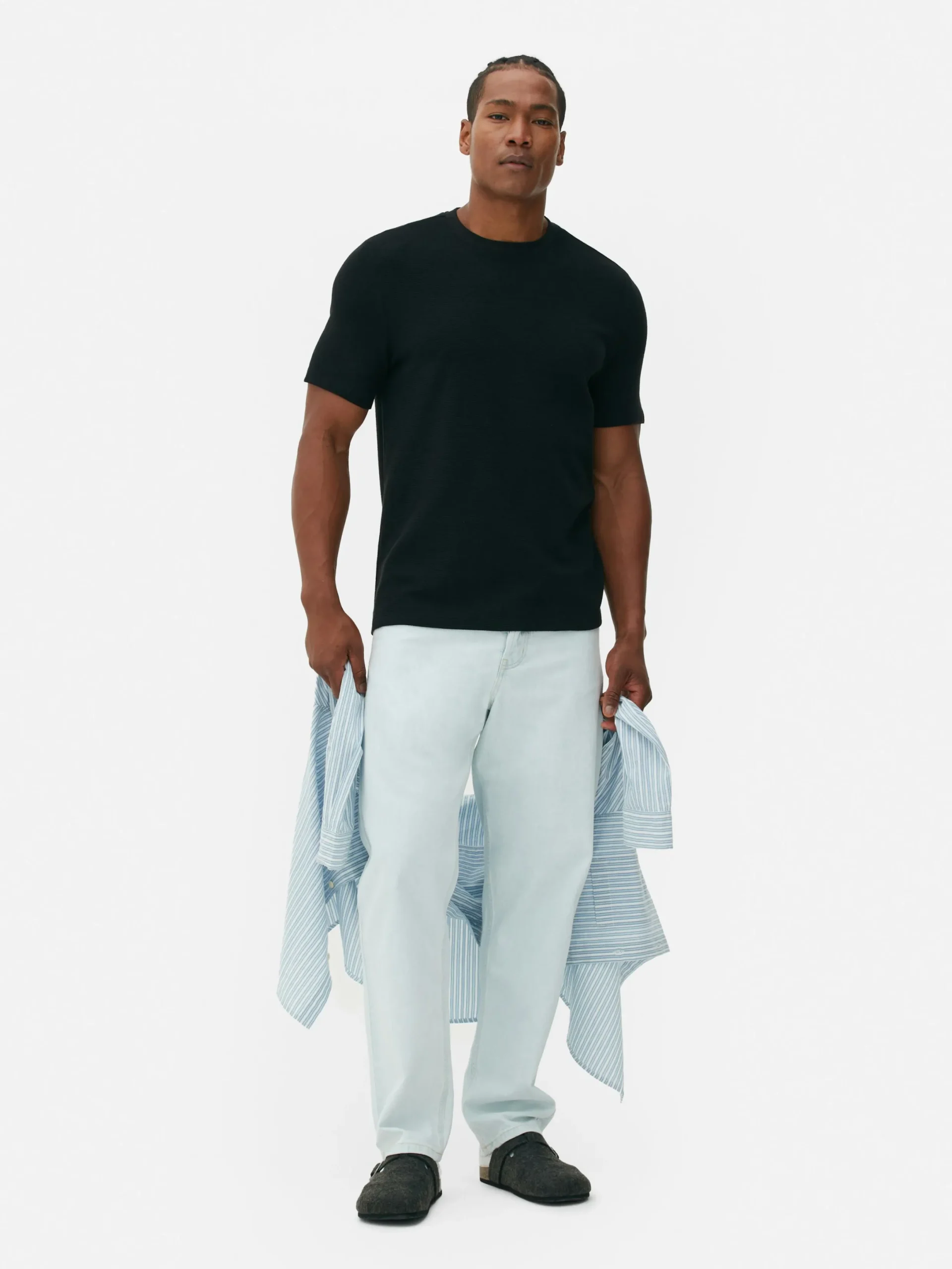 Tops Und T-Shirts|Primark Geripptes T-Shirt Aus Ottoman Schwarz