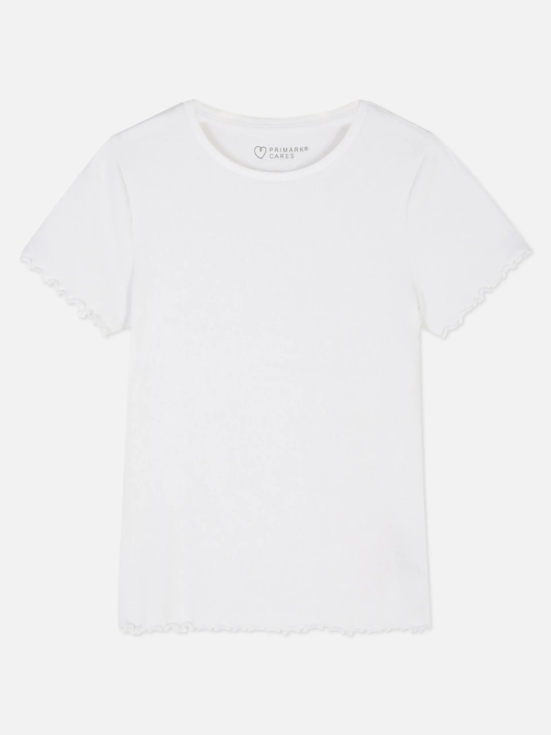 Tops Und T-Shirts|Primark Geripptes T-Shirt Mit Gekräuseltem Saum Weiß