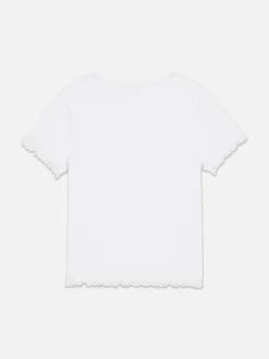 Tops Und T-Shirts|Primark Geripptes T-Shirt Mit Gekräuseltem Saum Weiß