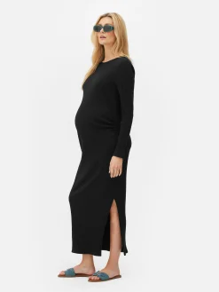 Kleider|Primark Geripptes Umstands-Midikleid Schwarz