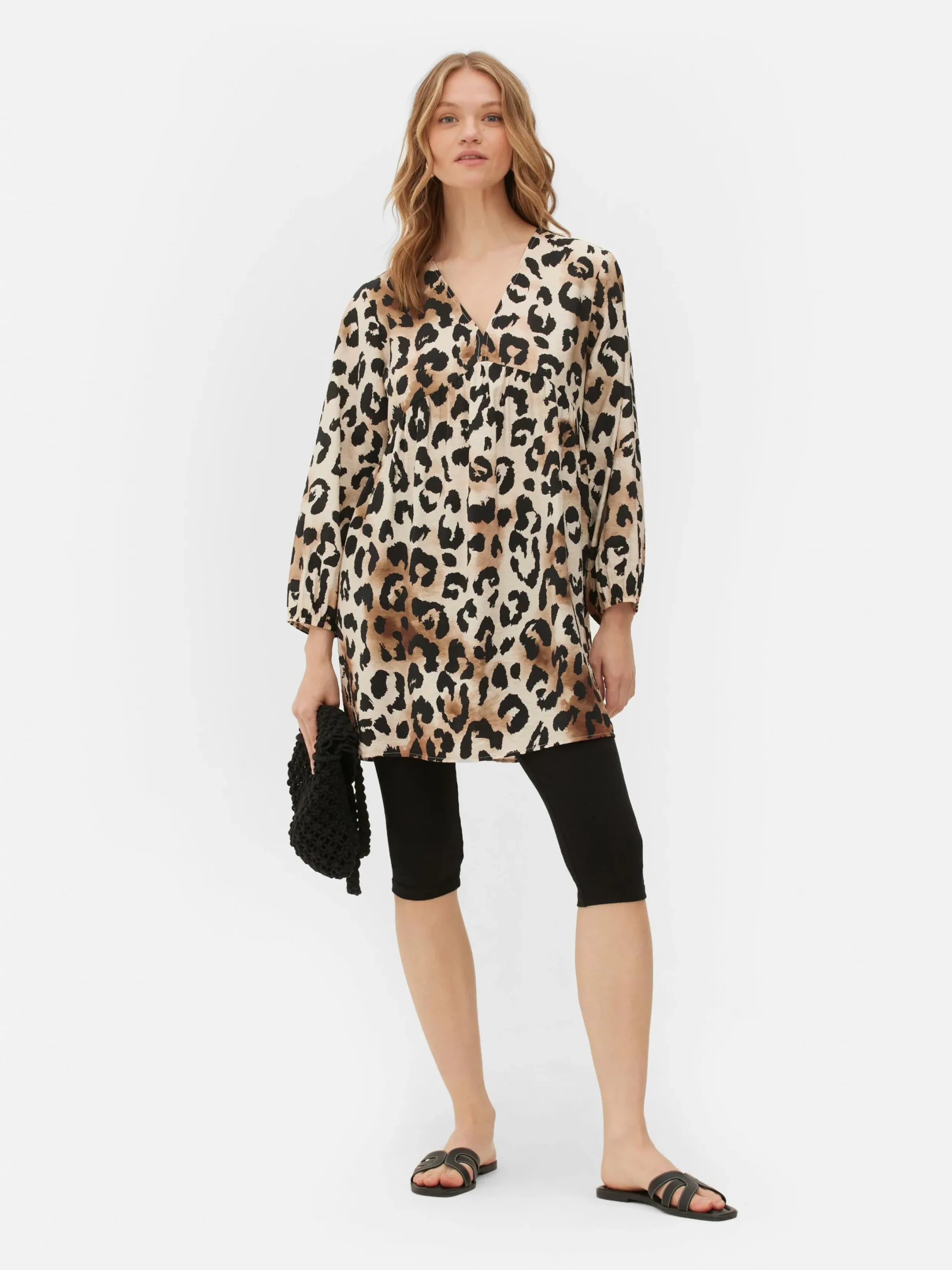 Kleider|Primark Gesmoktes Minikleid Mit V-Ausschnitt Beige