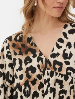 Kleider|Primark Gesmoktes Minikleid Mit V-Ausschnitt Beige