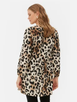 Kleider|Primark Gesmoktes Minikleid Mit V-Ausschnitt Beige