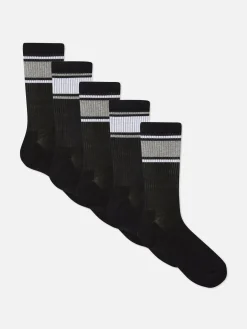 Socken|Primark Gestreifte Sportsocken, 5er-Pack Schwarz