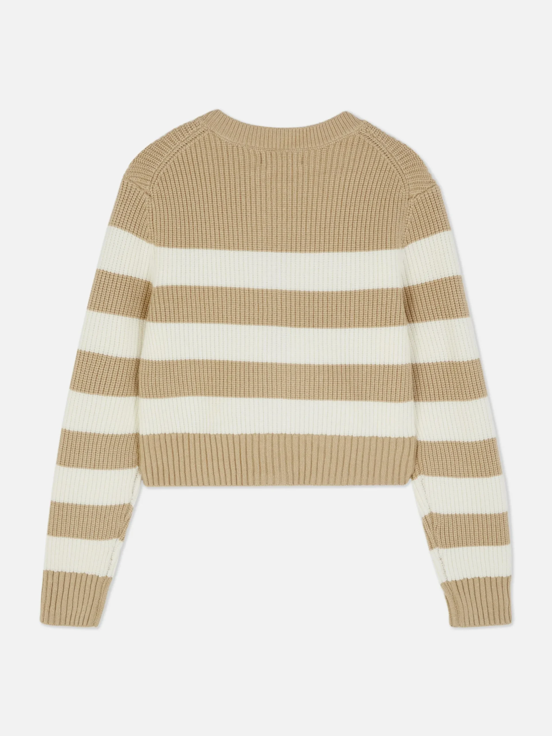Pullover Und Cardigans|Primark Gestreifter Cardigan Mit Reißverschluss Naturfarben
