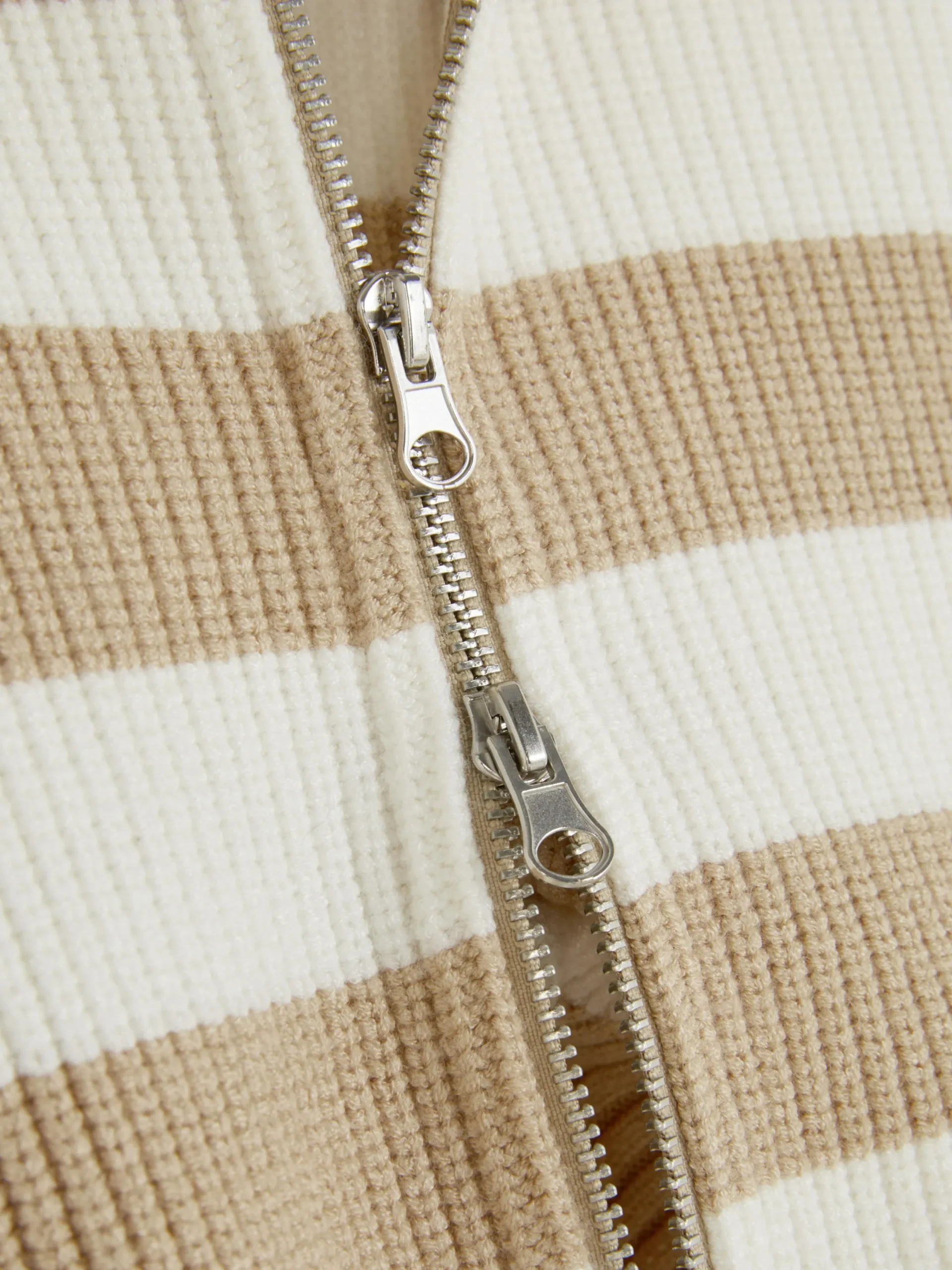 Pullover Und Cardigans|Primark Gestreifter Cardigan Mit Reißverschluss Naturfarben