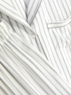 Schlafanzüge|Primark Gestreifter, Langer Boyfriend-Schlafanzug Grau