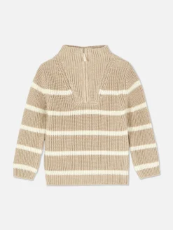 Pullover Und Cardigans|Primark Gestreifter Pullover Mit Trichterkragen Steinfarben