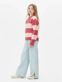 Pullover Und Cardigans|Primark Gestreifter Strickpullover Mit Zopfmuster Pink