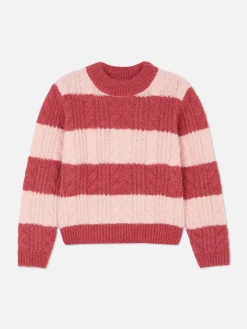 Pullover Und Cardigans|Primark Gestreifter Strickpullover Mit Zopfmuster Pink