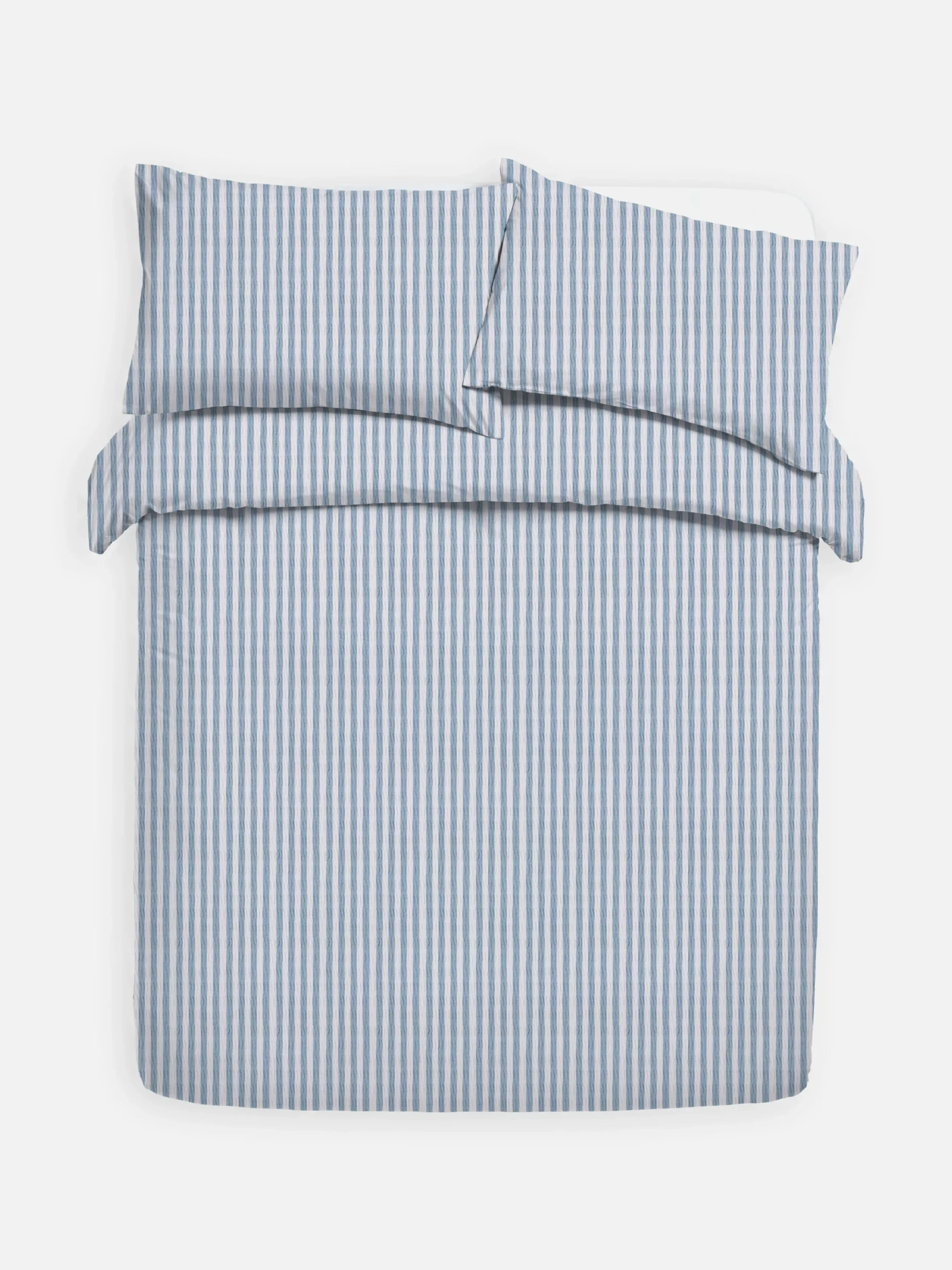 Bettwäsche Und Sets|Primark Gestreiftes Bettwäscheset Aus Seersucker, Super-Kingsize Blau
