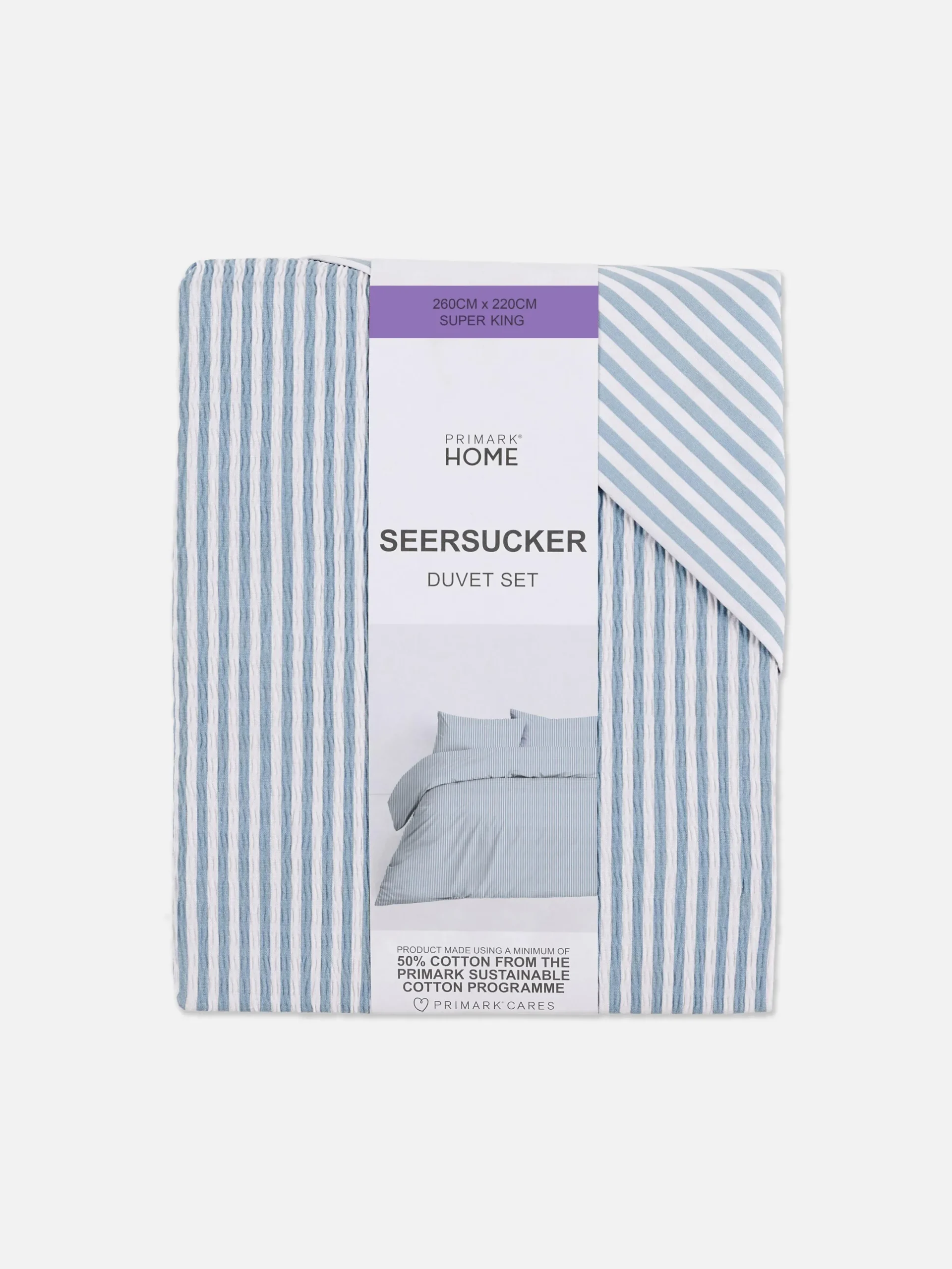 Bettwäsche Und Sets|Primark Gestreiftes Bettwäscheset Aus Seersucker, Super-Kingsize Blau