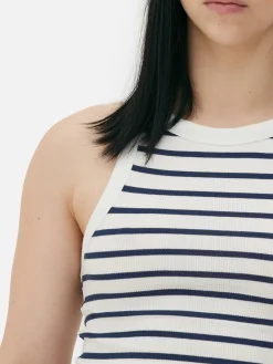 Tops Und T-Shirts|Primark Gestreiftes, Geripptes Racer-Trägertop Marineblau