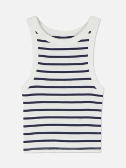 Tops Und T-Shirts|Primark Gestreiftes, Geripptes Racer-Trägertop Marineblau