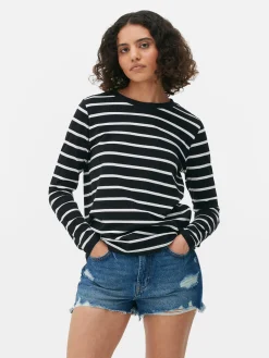 Tops Und T-Shirts|Primark Gestreiftes Langarmtop Schwarz/Weiß