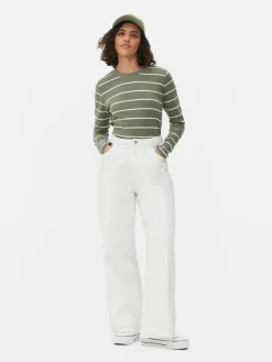Tops Und T-Shirts|Primark Gestreiftes Langarmtop Khakifarben