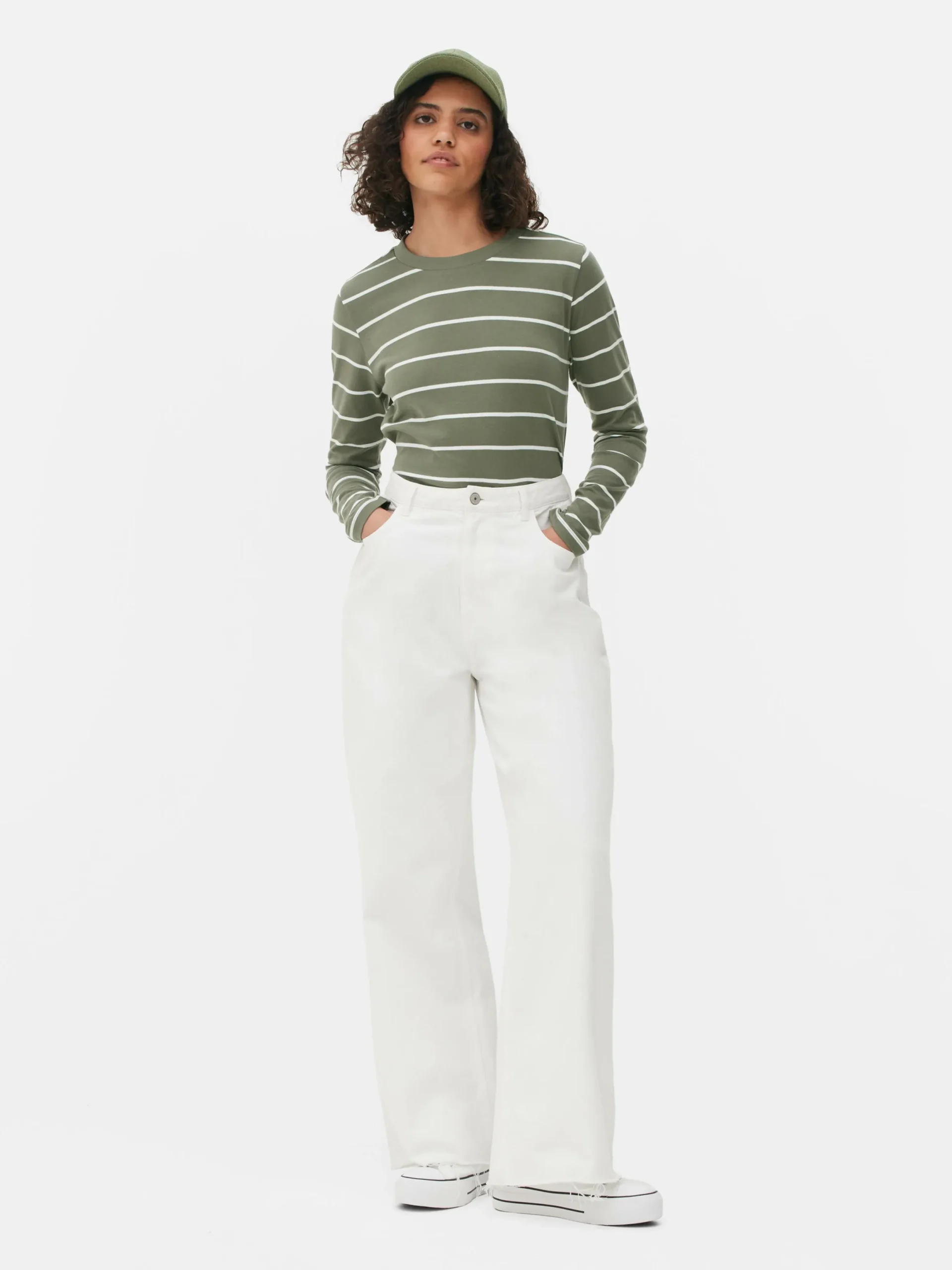 Tops Und T-Shirts|Primark Gestreiftes Langarmtop Khakifarben