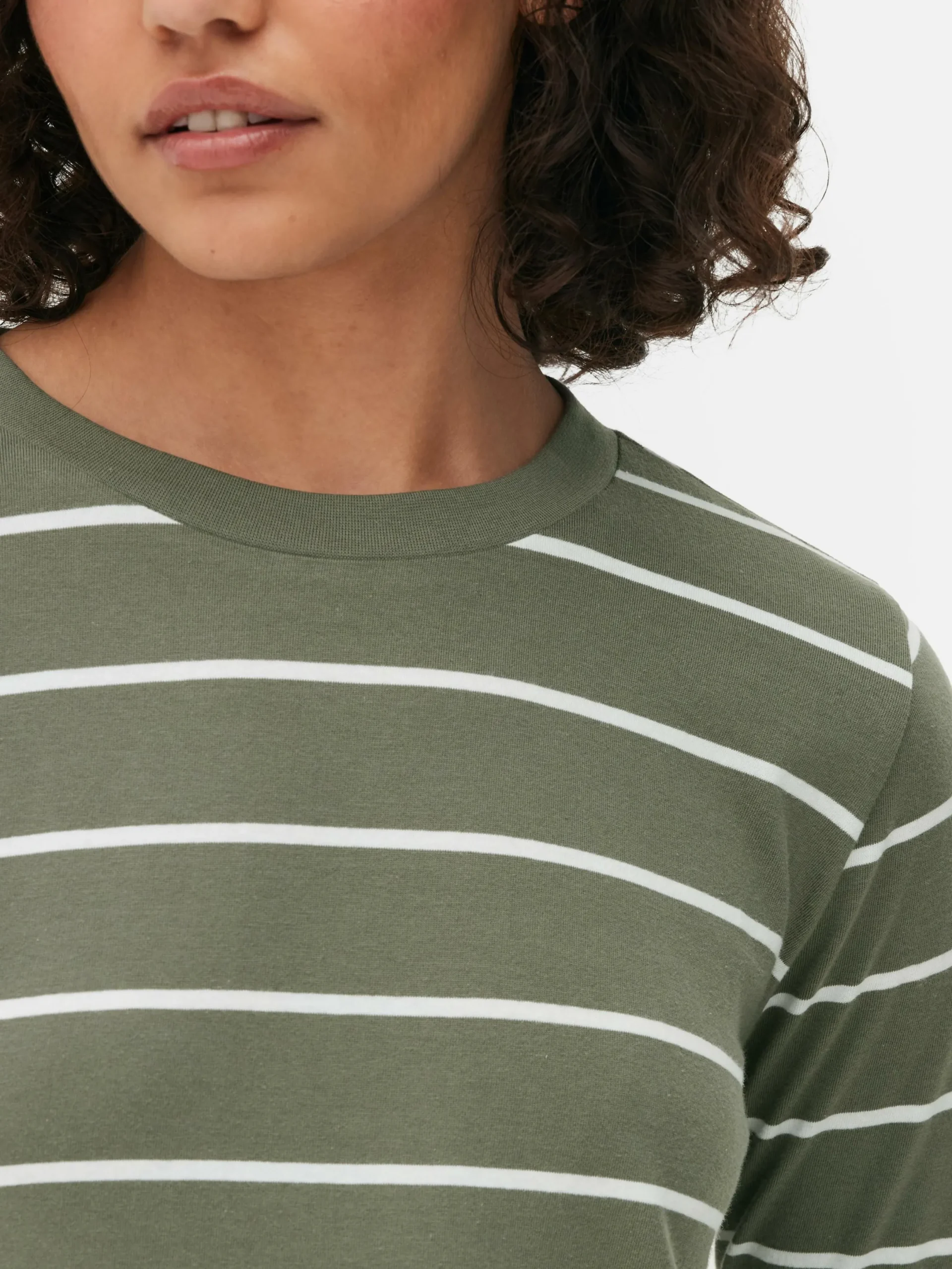 Tops Und T-Shirts|Primark Gestreiftes Langarmtop Khakifarben