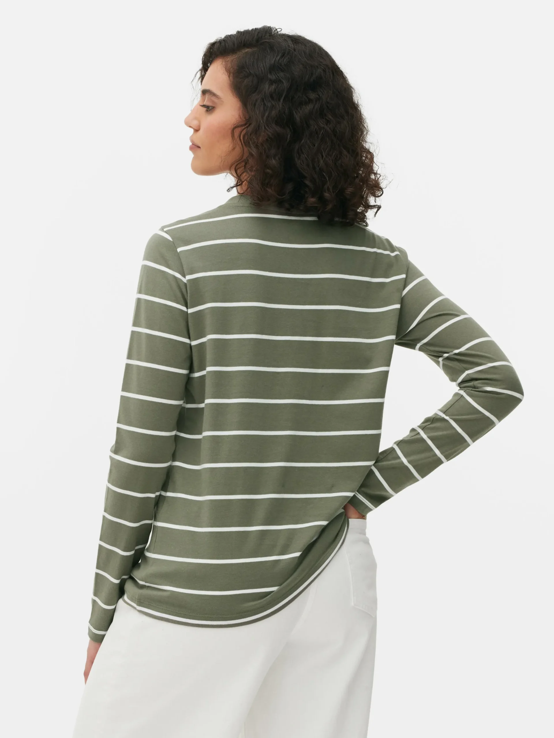 Tops Und T-Shirts|Primark Gestreiftes Langarmtop Khakifarben