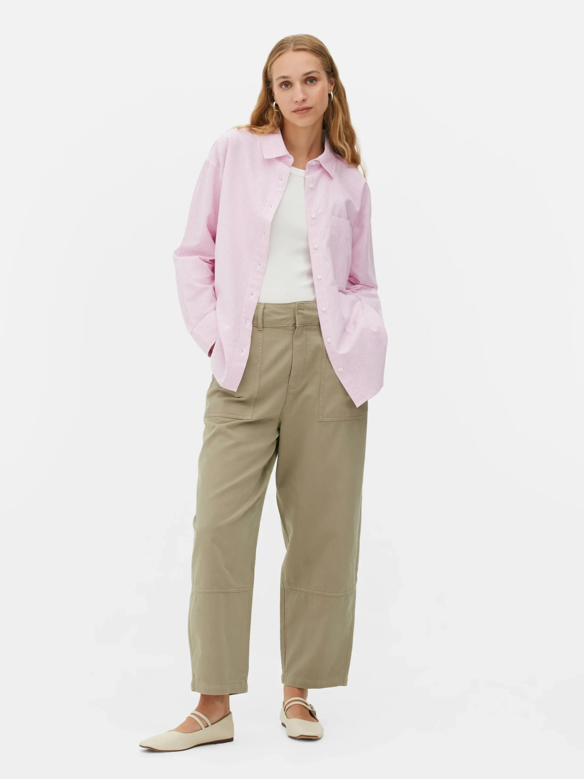 Blusen|Primark Gestreiftes Oxford-Hemd Rosa