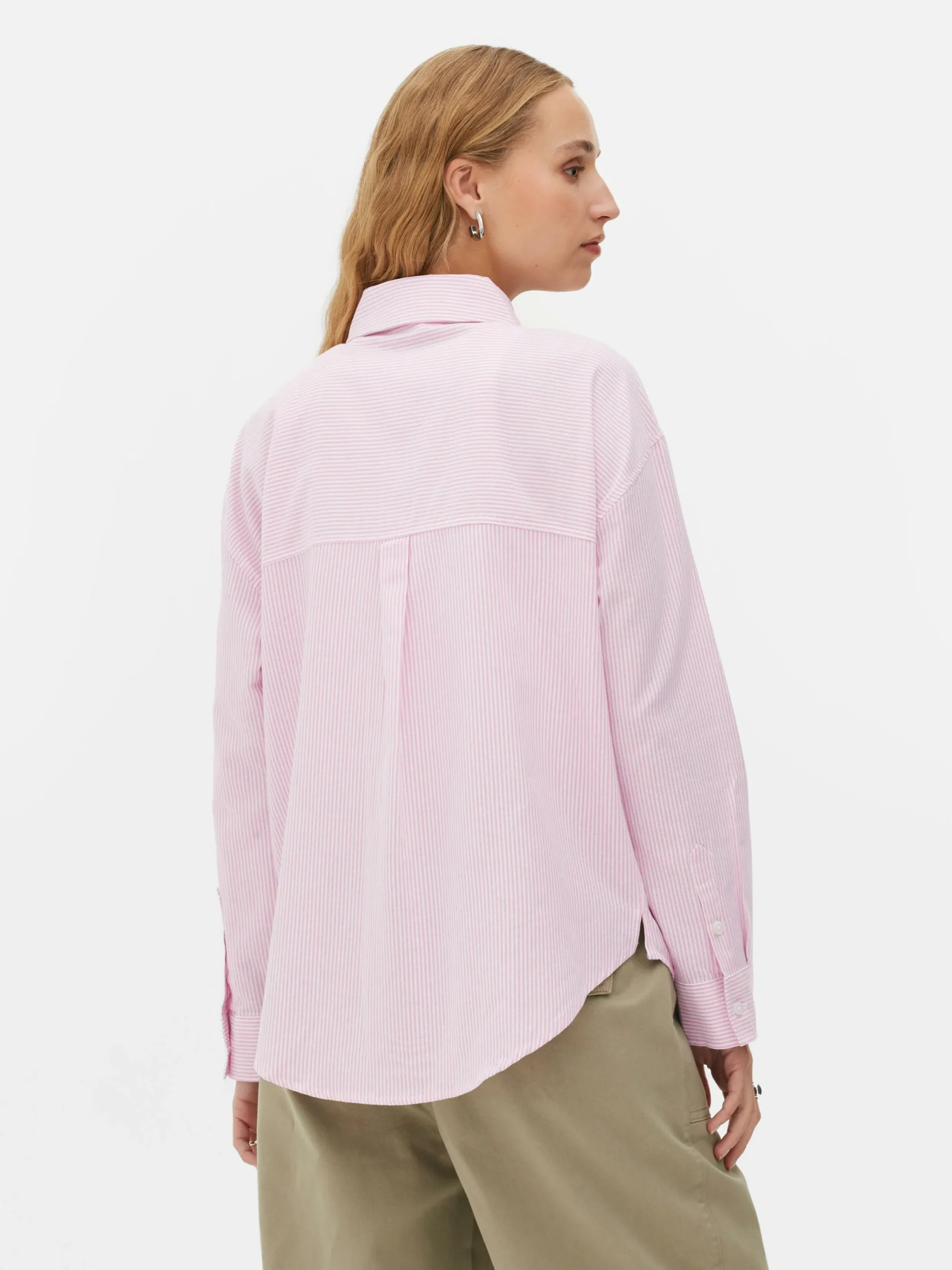 Blusen|Primark Gestreiftes Oxford-Hemd Rosa